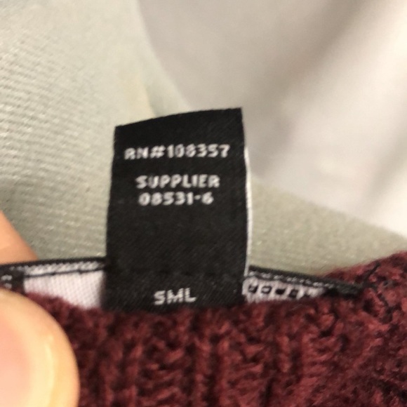 Cozy knitted burgundy Sweater laced up at hips Knitted sweater, long sleeve - Picture 10 of 11